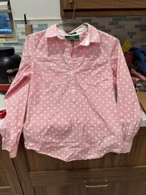 Polka Dot Popover Tunic Shirt - Pink